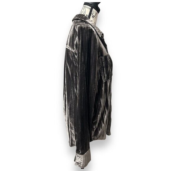 Splendid XS Black Velvet Blouse Button Down Capsule Grunge Whimsigoth Top NWT - Picture 6 of 10